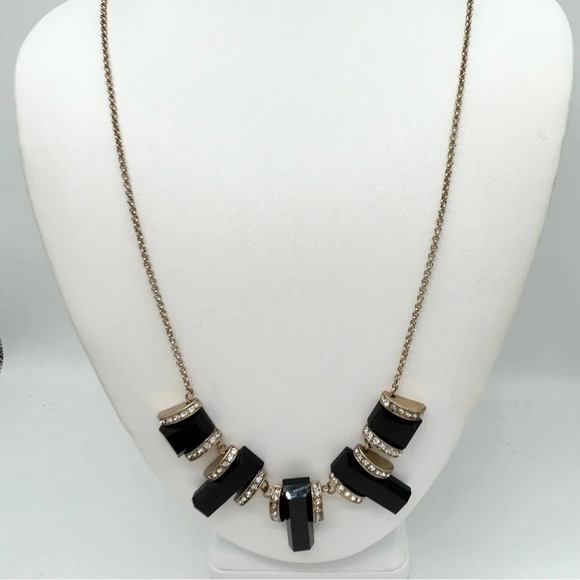 J. Crew Black and Gold Jeweled Slides Necklace - Picture 1 of 3